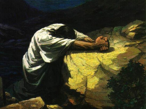 [Drawing of Jesus praying in the Garden]