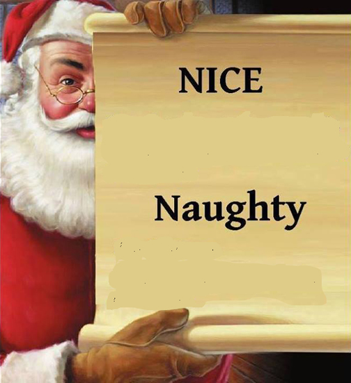 [Graphic of Santa holding a blank Naughty or Nice List]
