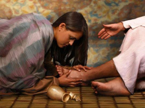 Painting of Mary Magdalene washing Jesus’ feet