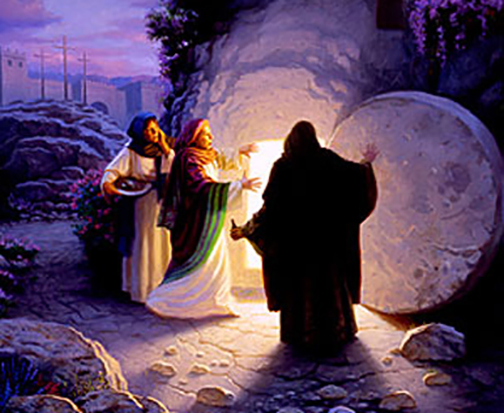 [Painting of the empty tomb on Resurrection morning]