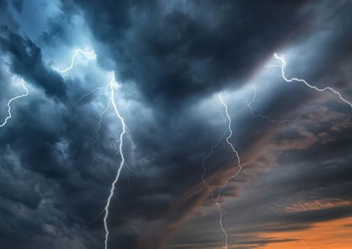 Photo of a lightning-filled sky