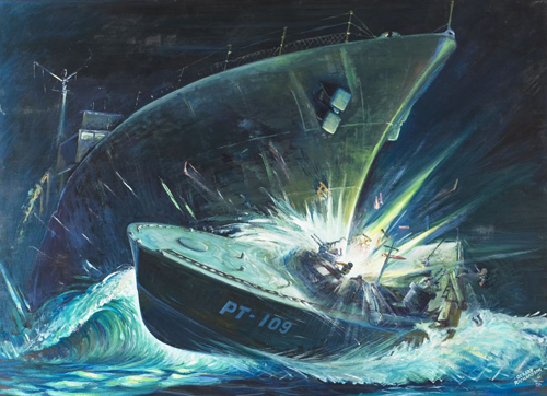 [Photo of the Painting of the skinking of PT-109]