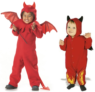 [Photo of small boys in a Halloween devil's costumes]