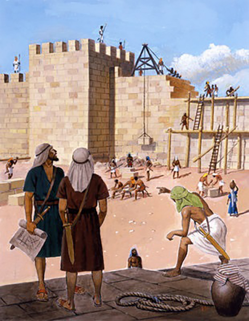 [Graphic of Nehemiah building the wall of Jerusalem]